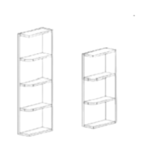 9"W x 30"H Two Shelves
