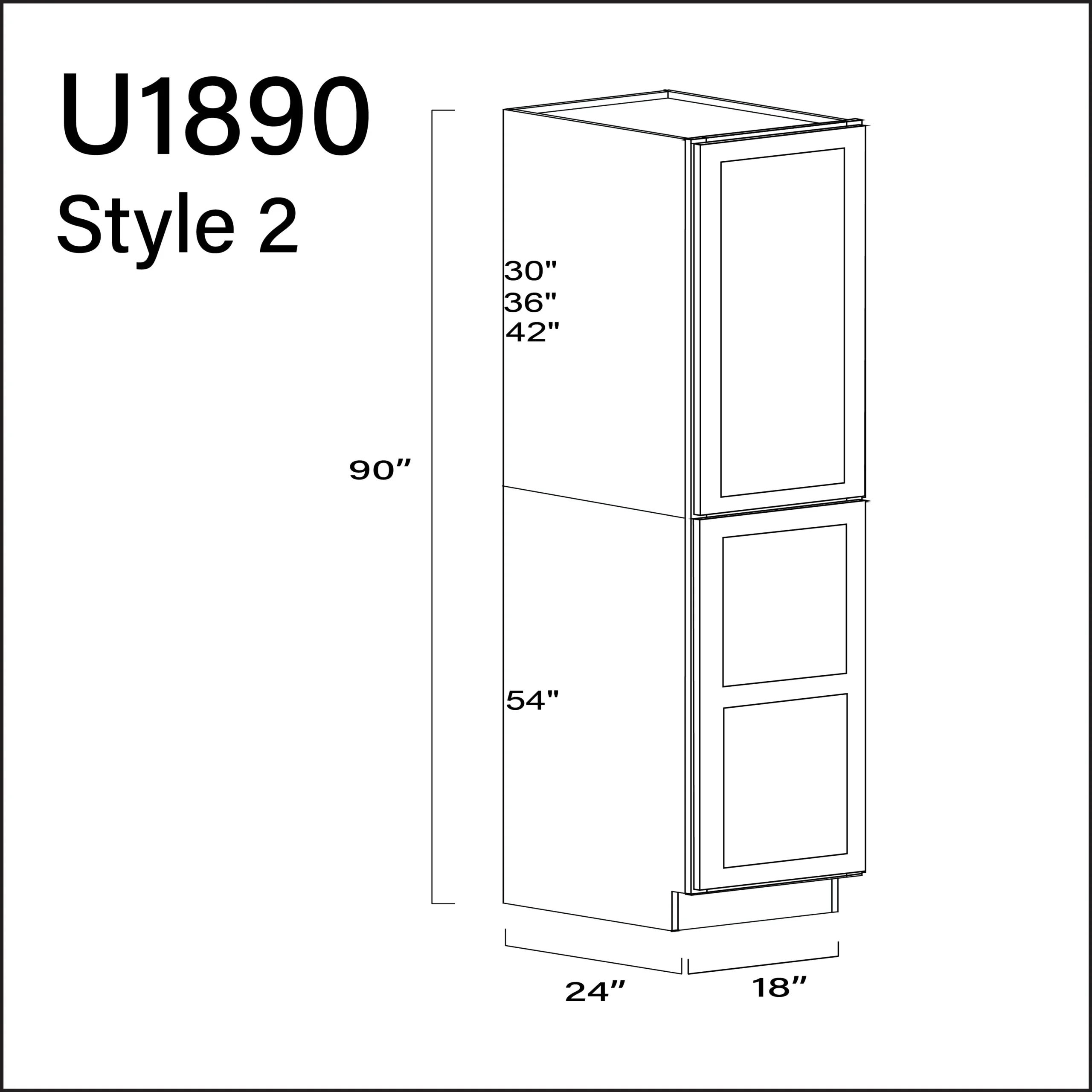 White Shaker Single Door Pantry Cabinet - 18" W x 90" H x 24" D - Image 2
