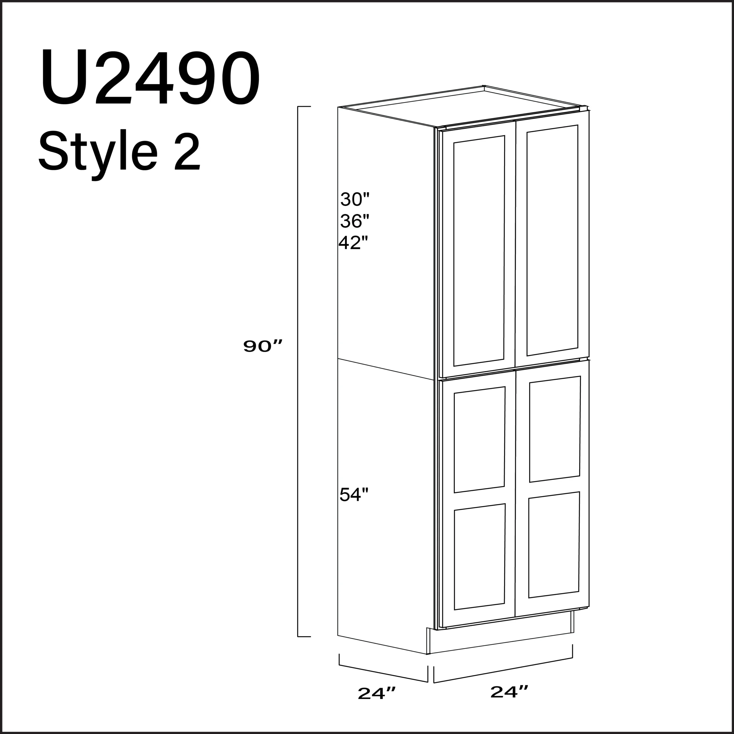 White Shaker Double Door Pantry Cabinet - 24" W x 90" H x 24" D - Image 2