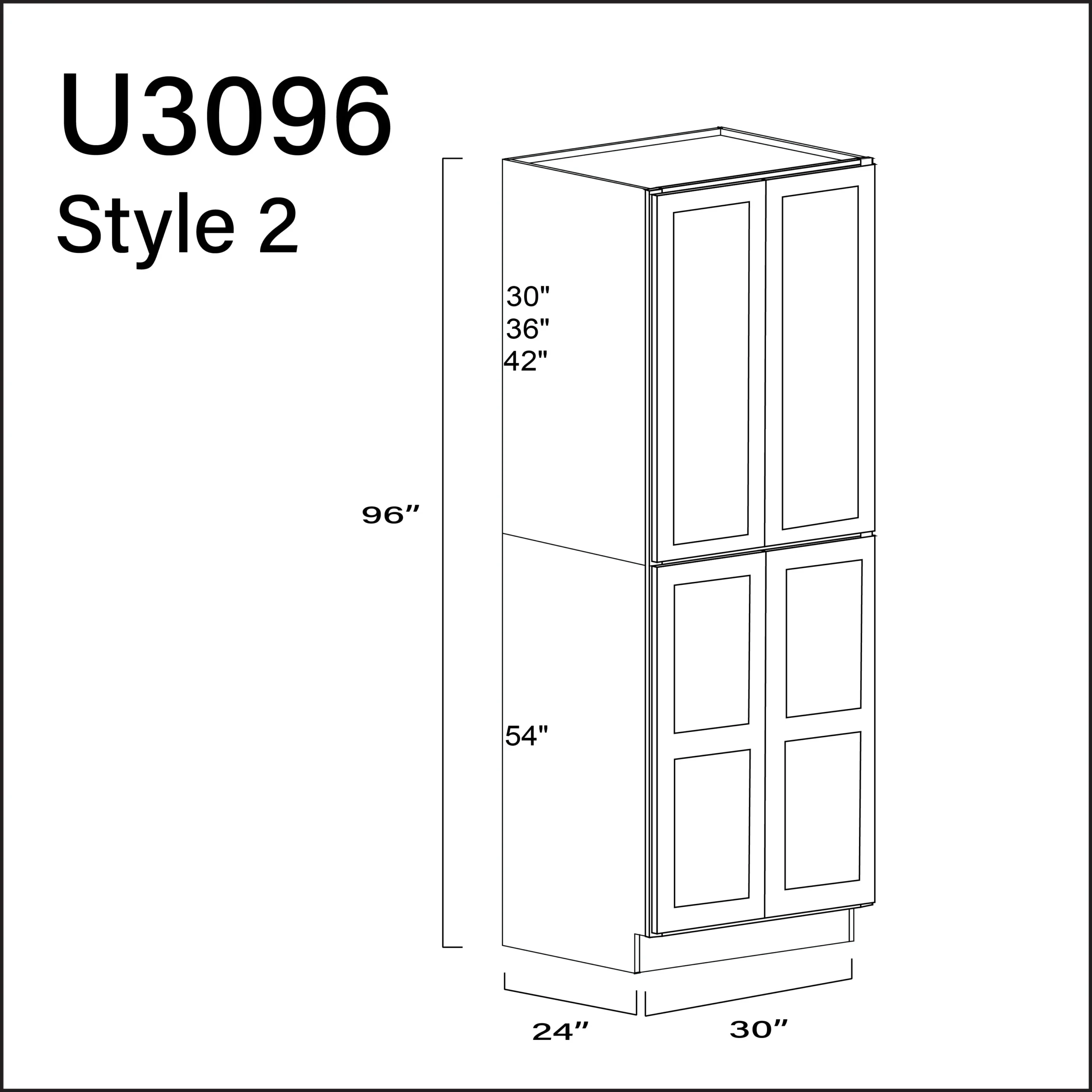 White Shaker Double Door Pantry Cabinet - 30" W x 96" H x 24" D - Image 2