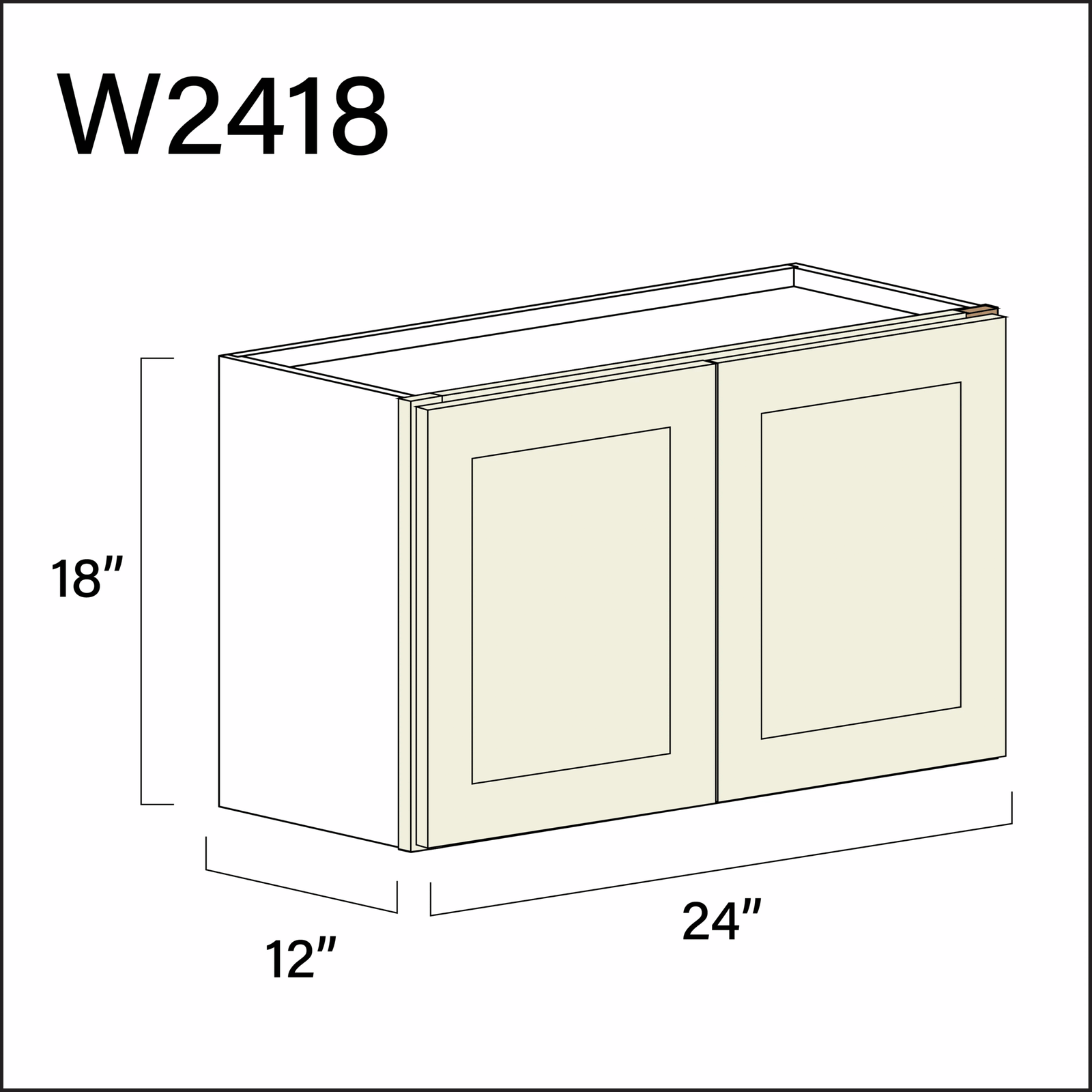 Milkshake White Double Door Wall Cabinet - 24" W x 18" H x 12" D